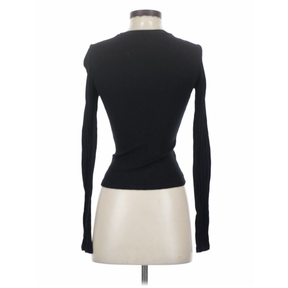 Rlt Long Sleeve Ribbed Black Top USA Cotton XS - Picture 3 of 4